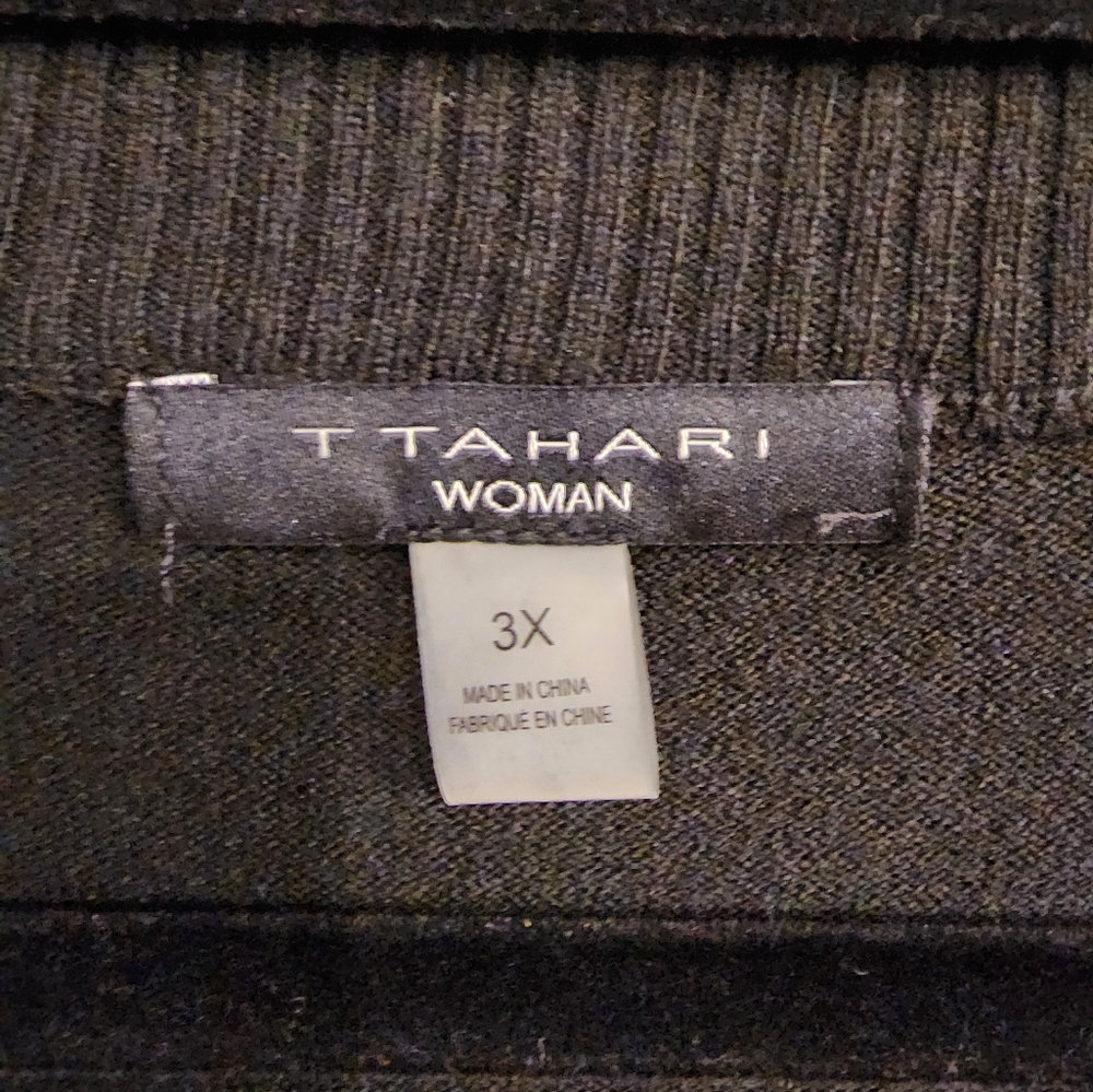 T. Tahari Women's Black Crew Neck Sweater w White Polka Dots - Size 3X - Picture 2 of 6
